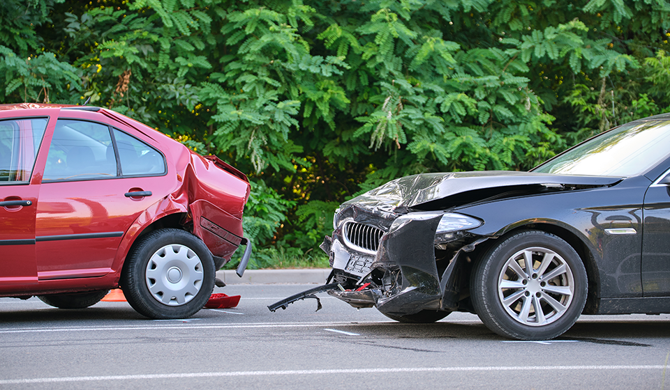 Two Accidental Cars on Road